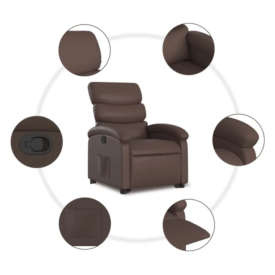 Fauteuil inclinable marron similicuir - 7