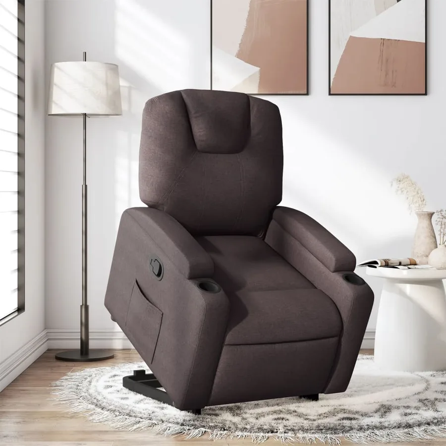 Fauteuil inclinable marron foncé tissu - 16