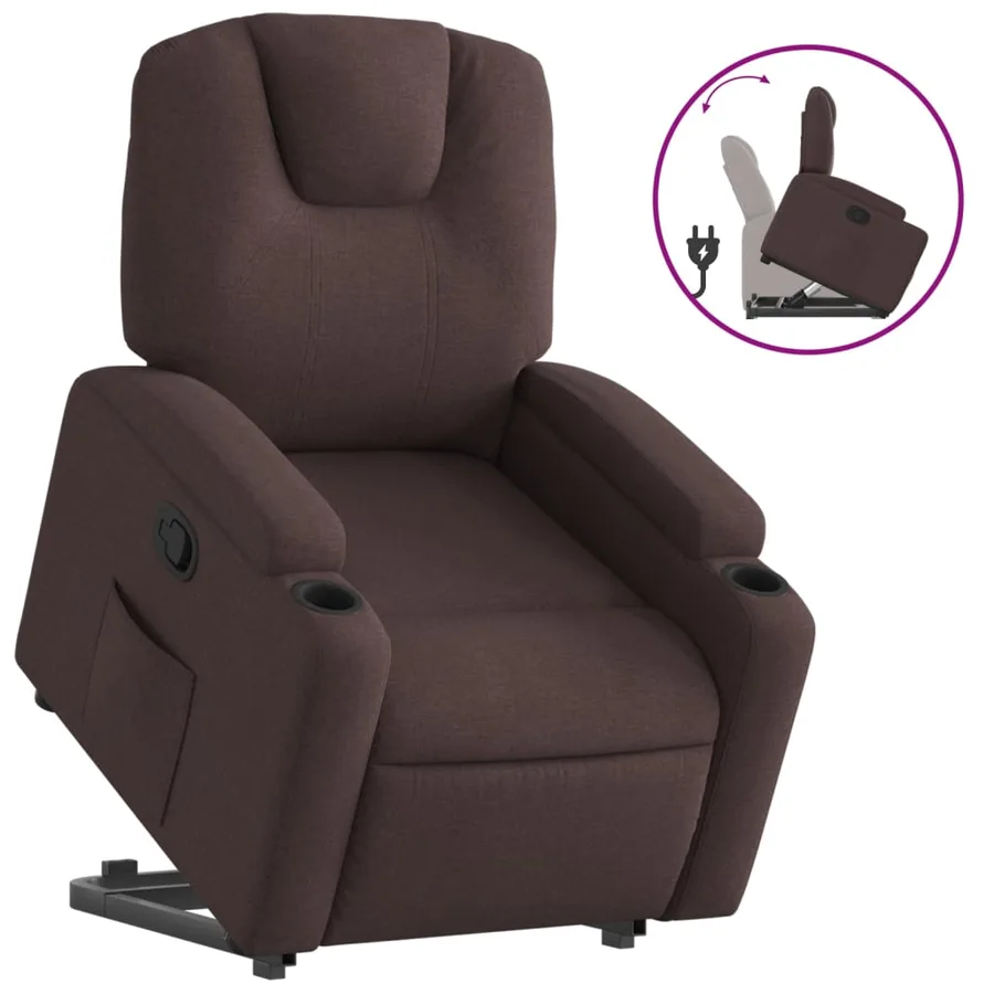 Fauteuil inclinable marron foncé tissu - 2