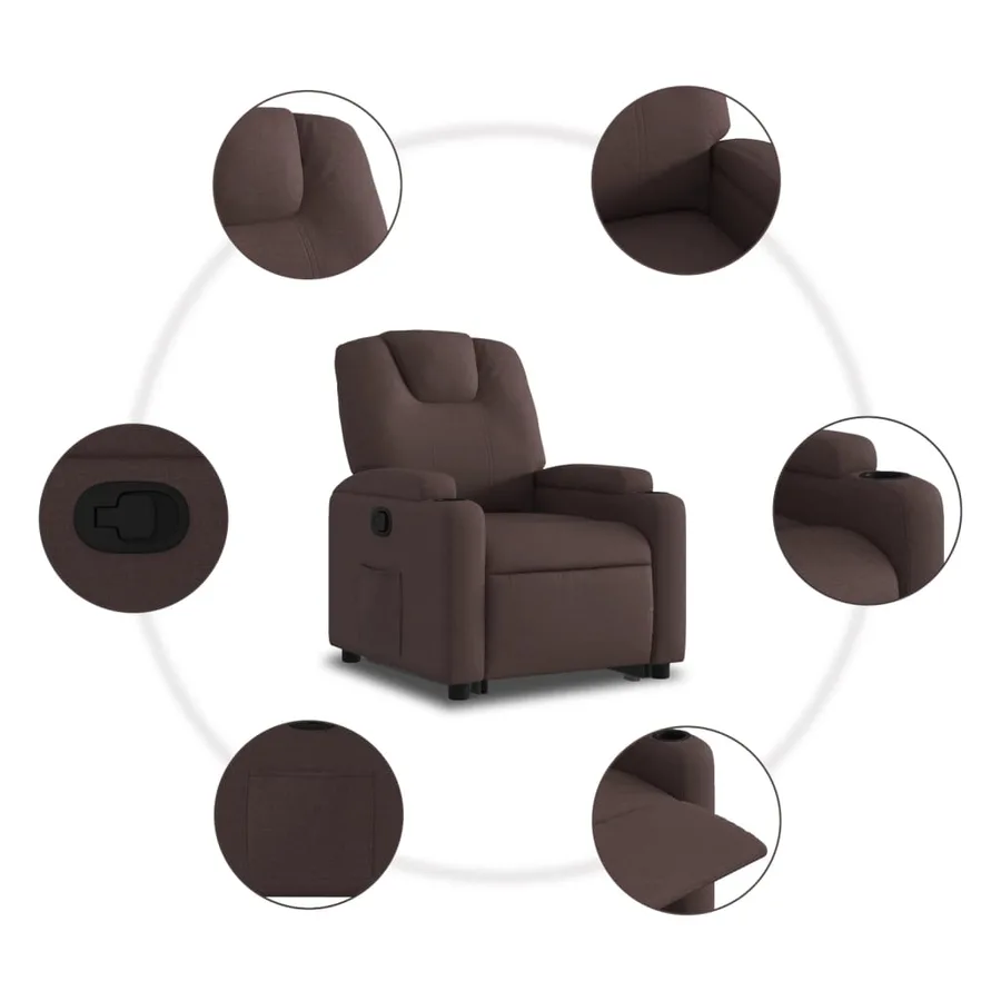 Fauteuil inclinable marron foncé tissu - 8