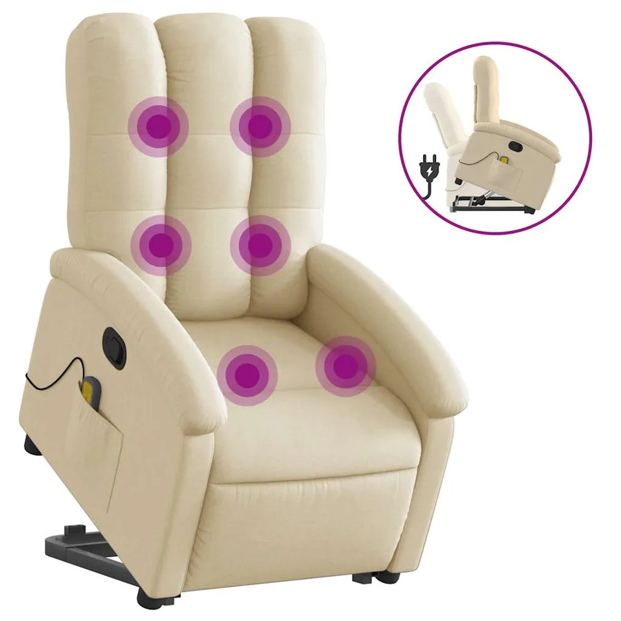 Fauteuil inclinable de massage Crème Tissu - 2