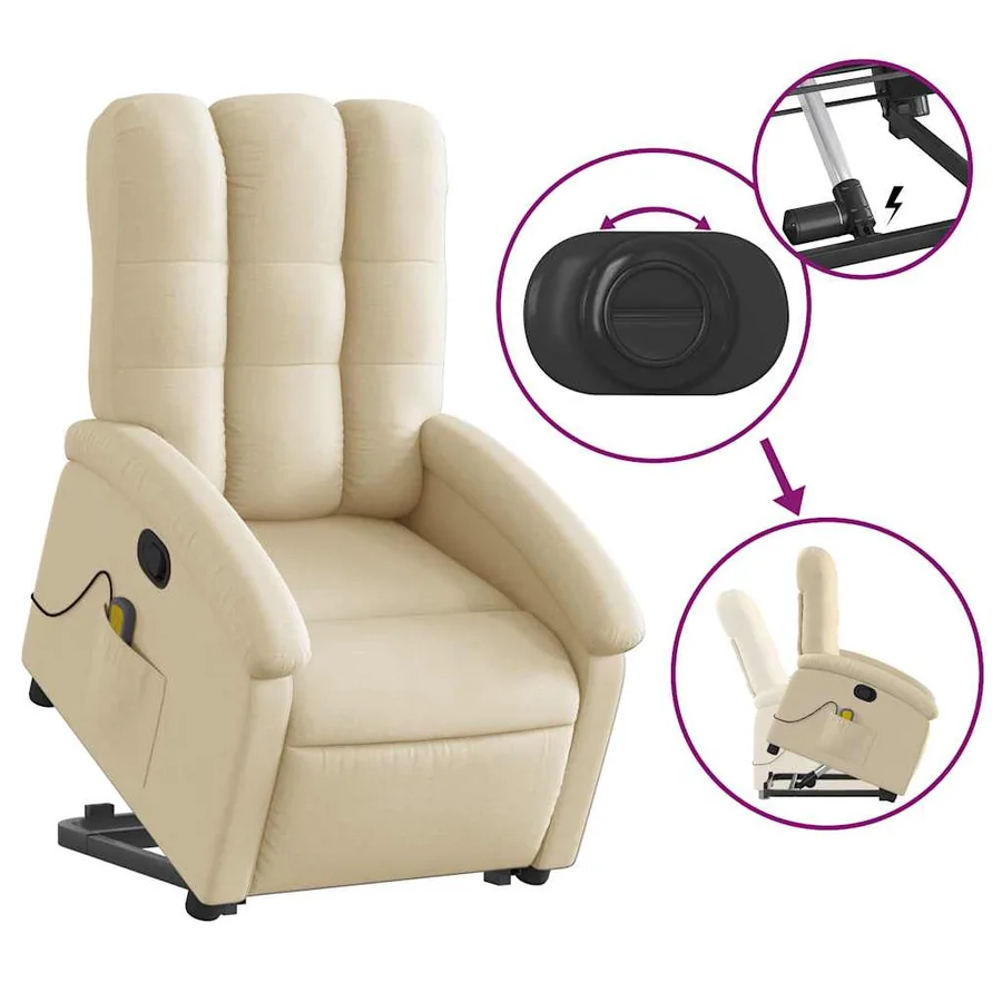 Fauteuil inclinable de massage Crème Tissu - 6