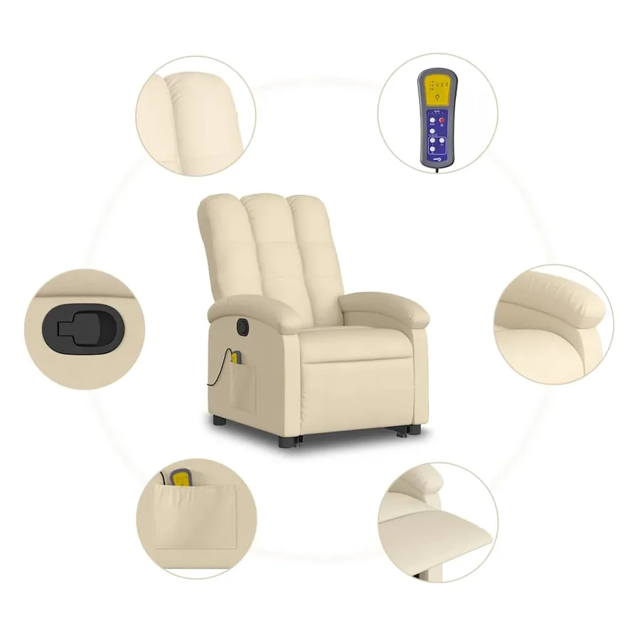Fauteuil inclinable de massage Crème Tissu - 8