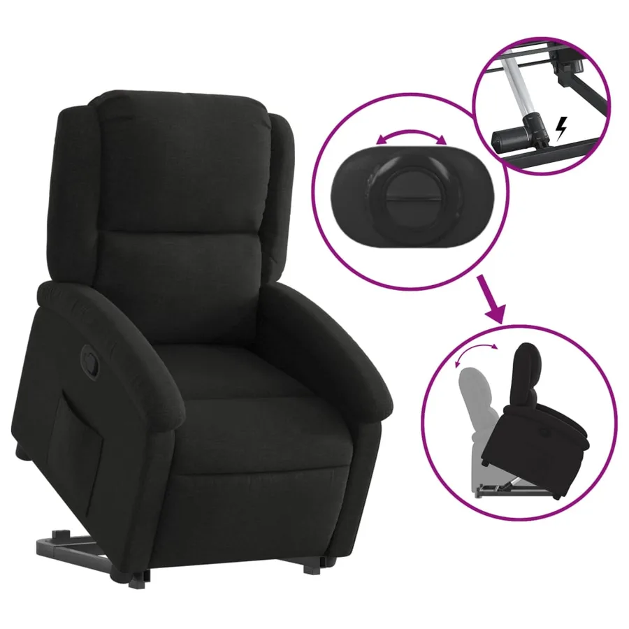 Fauteuil inclinable noir tissu - 7