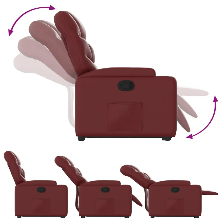 Fauteuil inclinable Rouge bordeaux Similicuir - 7