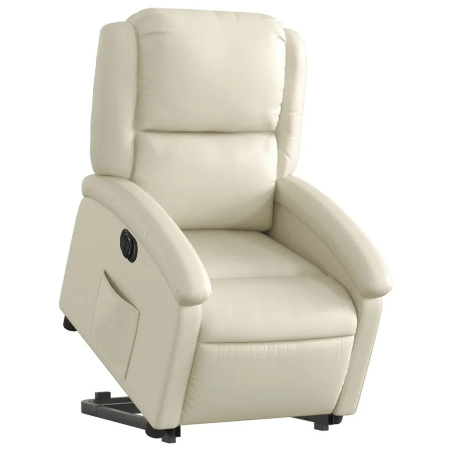 Fauteuil inclinable électrique crème similicuir - 3