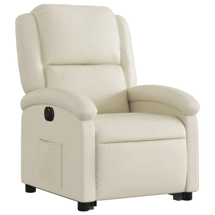 Fauteuil inclinable électrique crème similicuir - 4