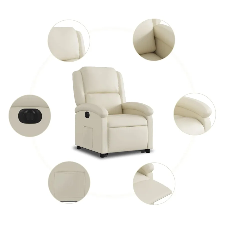 Fauteuil inclinable électrique crème similicuir - 8