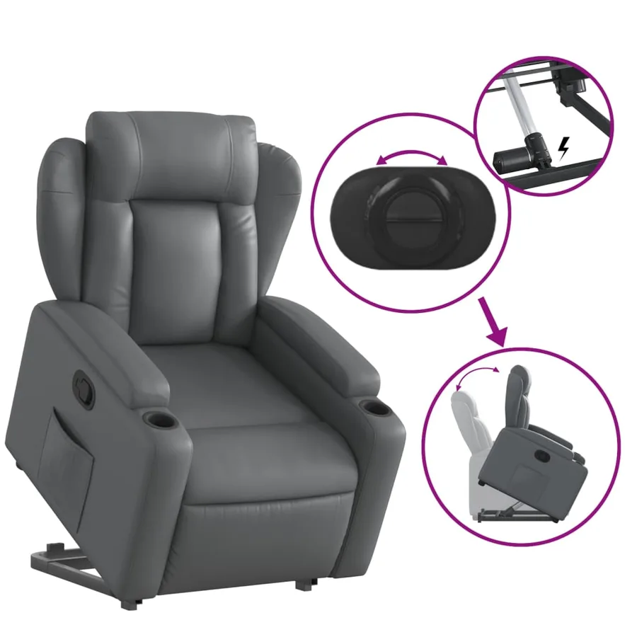 Fauteuil inclinable Gris Similicuir - 6