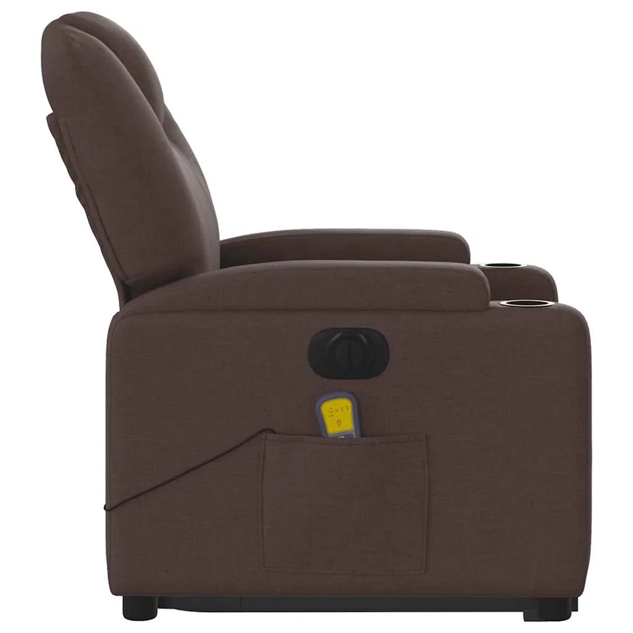 Fauteuil inclinable de massage électrique Marron foncé Tissu - 10