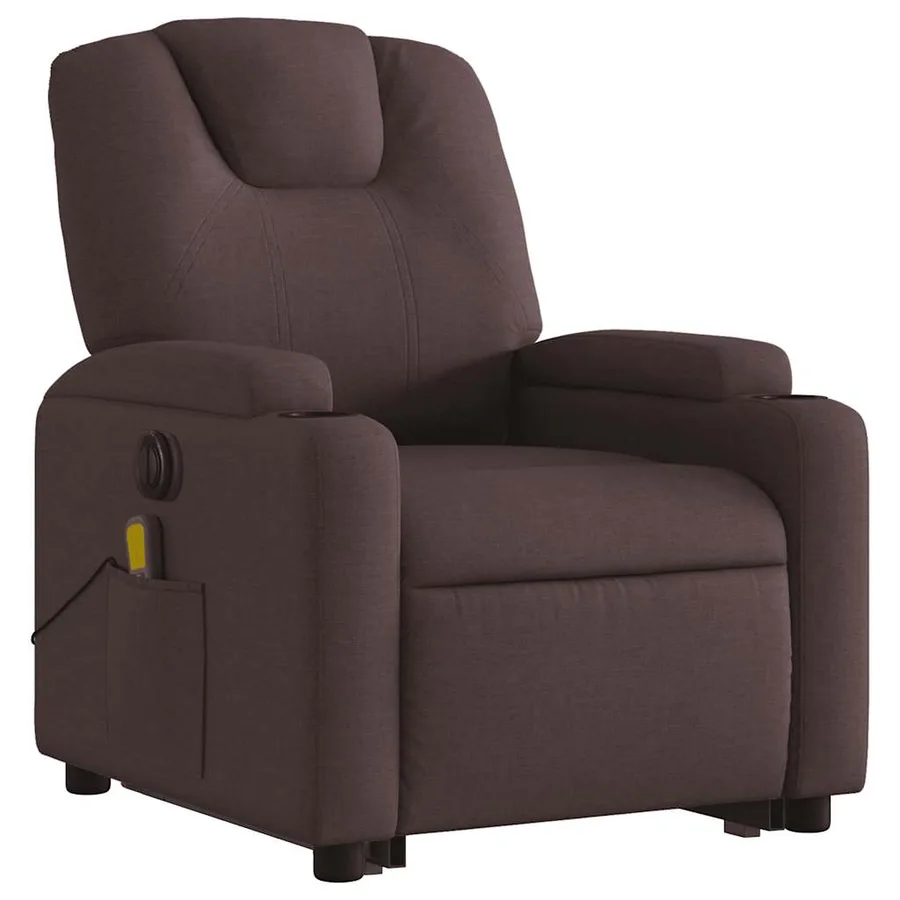 Fauteuil inclinable de massage électrique Marron foncé Tissu - 4