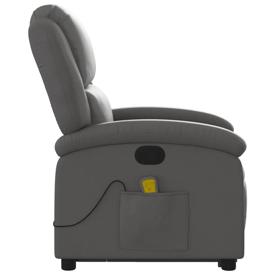 Fauteuil inclinable de massage gris cuir véritable - 10