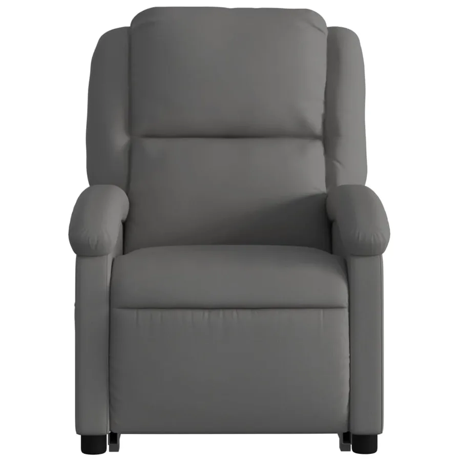 Fauteuil inclinable de massage gris cuir véritable - 9
