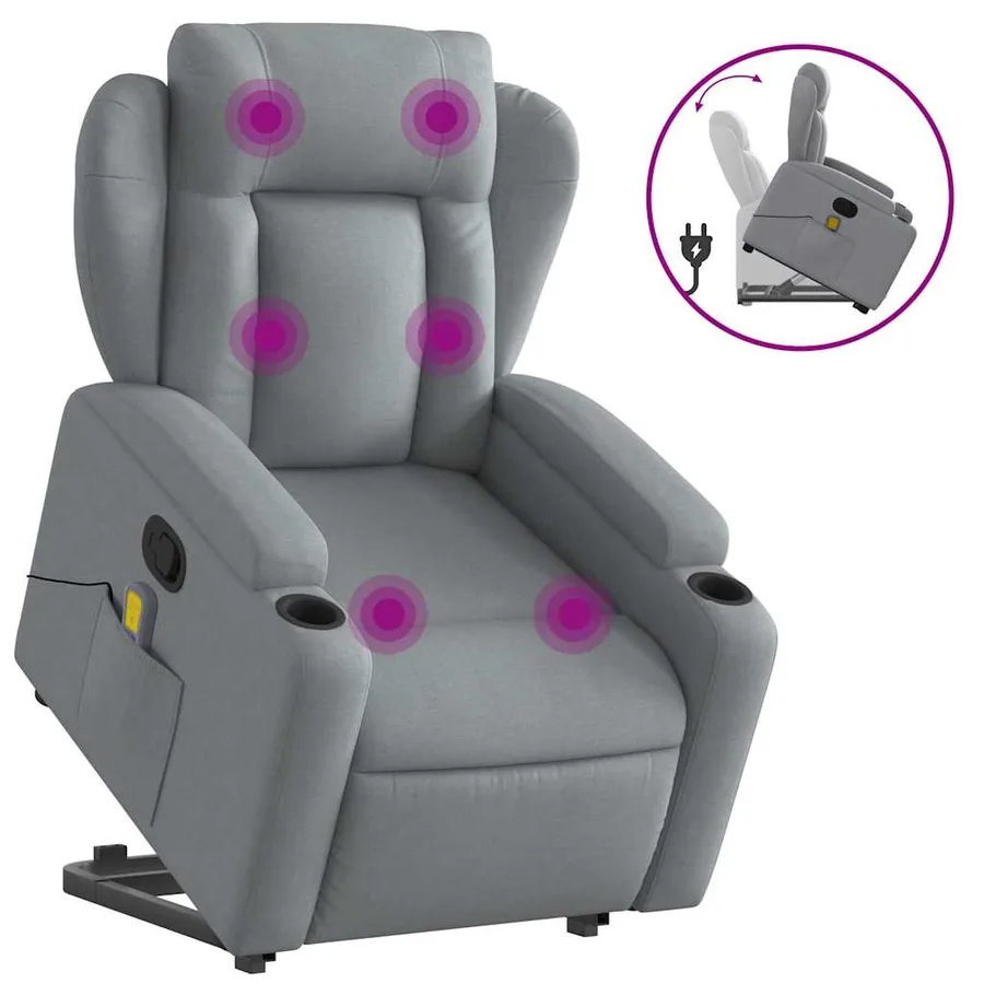 Fauteuil de massage inclinable Gris clair Tissu - 2