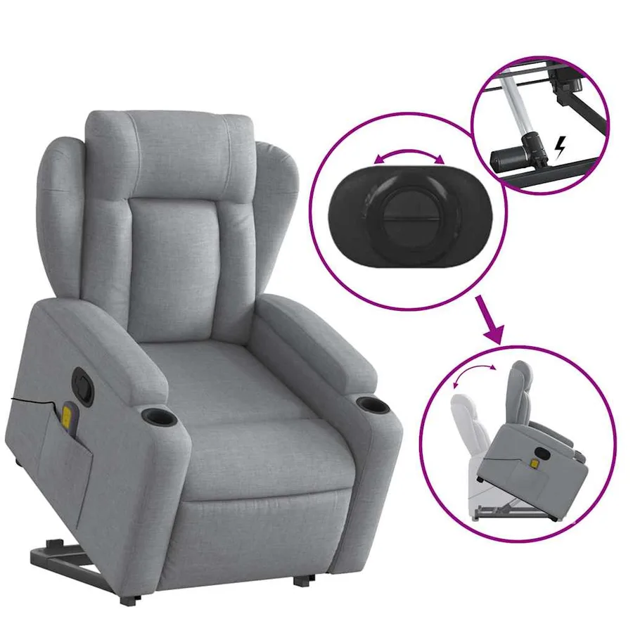 Fauteuil de massage inclinable Gris clair Tissu - 6