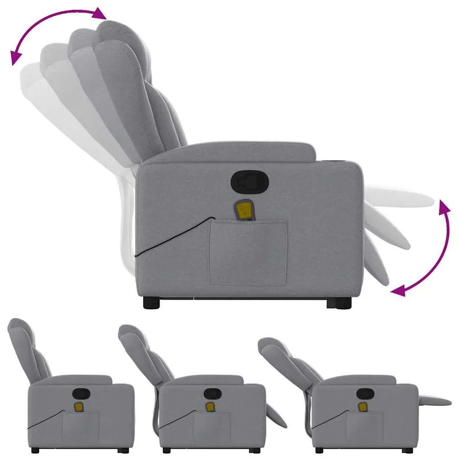 Fauteuil de massage inclinable Gris clair Tissu - 7