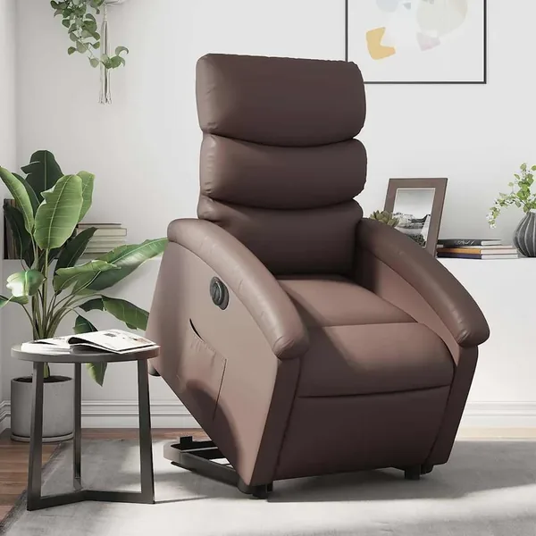 Fauteuil inclinable électrique marron similicuir