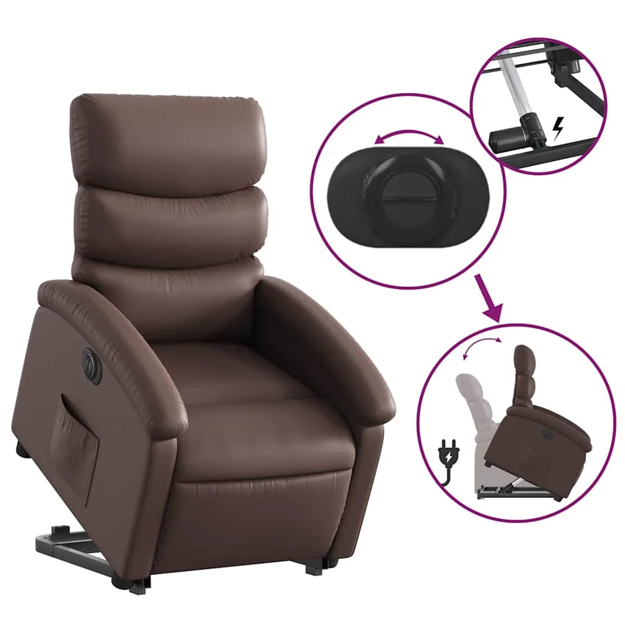 Fauteuil inclinable électrique marron similicuir - 11