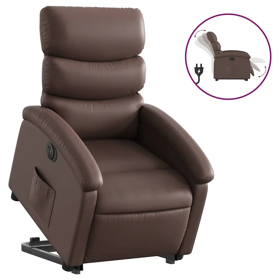 Fauteuil inclinable électrique marron similicuir - 2