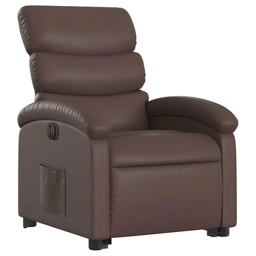 Fauteuil inclinable électrique marron similicuir - 4