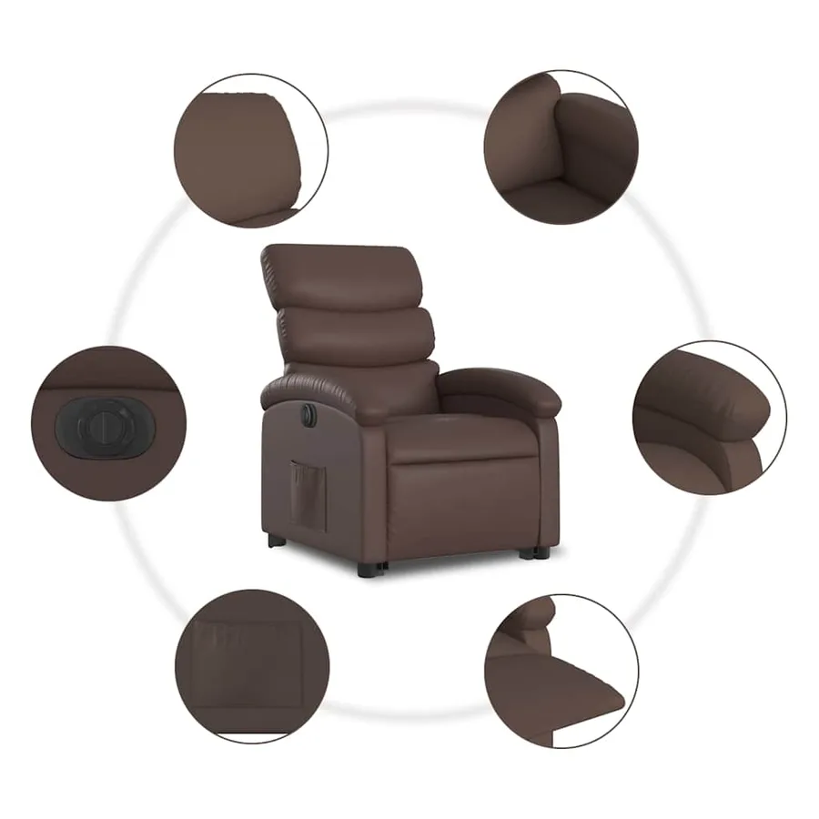 Fauteuil inclinable électrique marron similicuir - 8