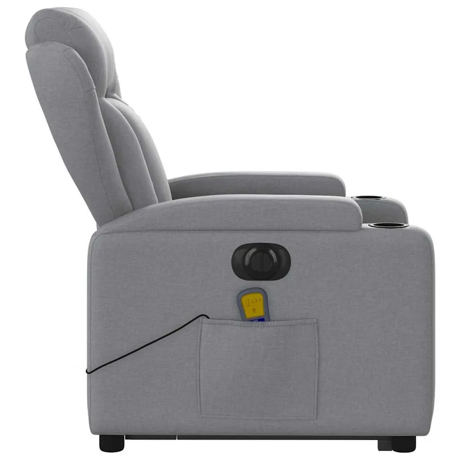 Fauteuil inclinable de massage électrique Gris clair Tissu - 10