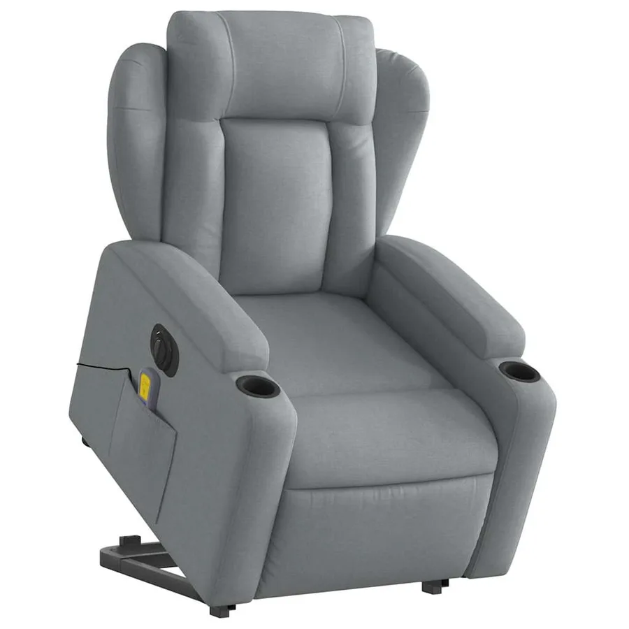 Fauteuil inclinable de massage électrique Gris clair Tissu - 3