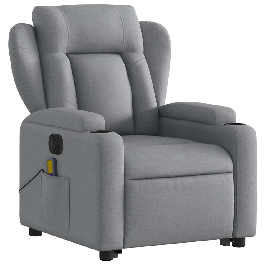 Fauteuil inclinable de massage électrique Gris clair Tissu - 4
