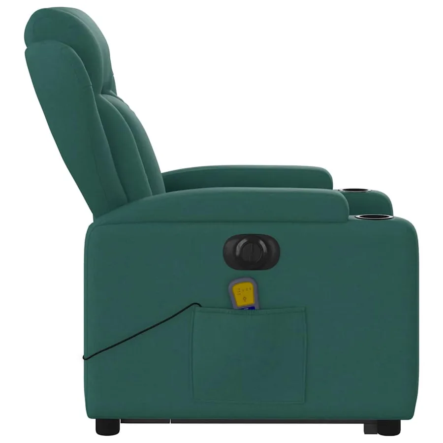 Fauteuil inclinable de massage électrique Vert foncé Tissu - 10