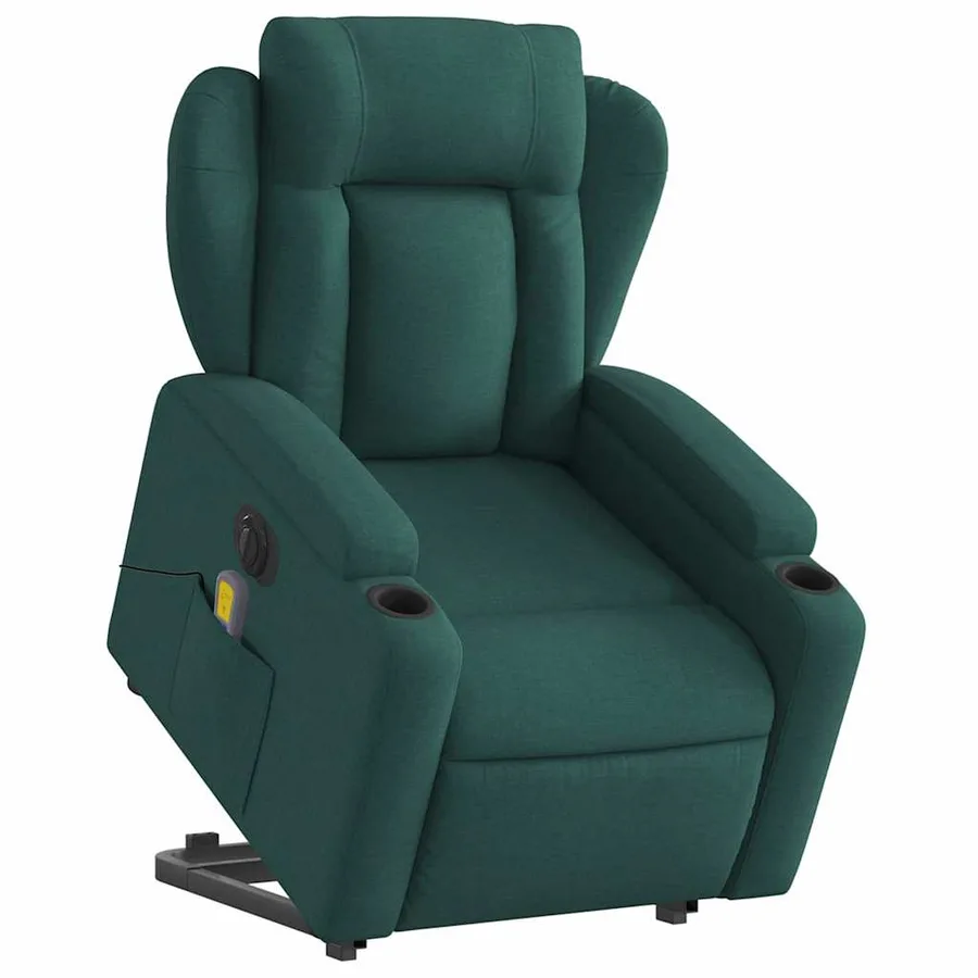 Fauteuil inclinable de massage électrique Vert foncé Tissu - 3