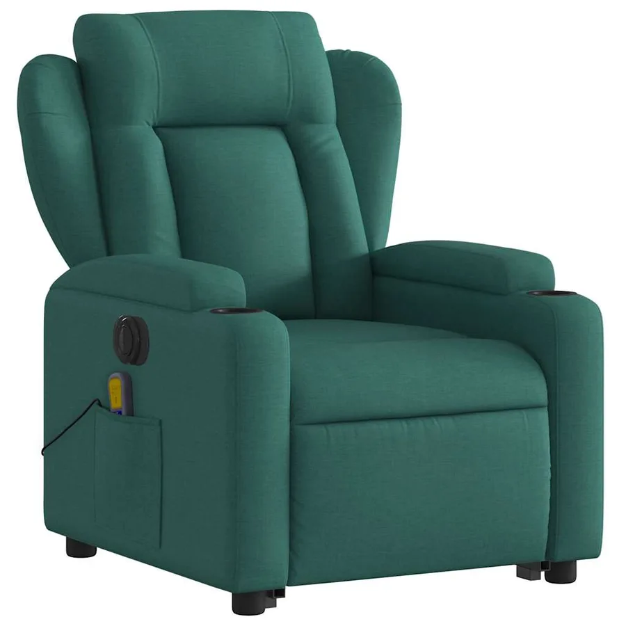 Fauteuil inclinable de massage électrique Vert foncé Tissu - 4