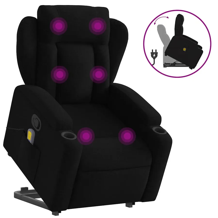 Fauteuil de massage inclinable Noir Tissu - 2