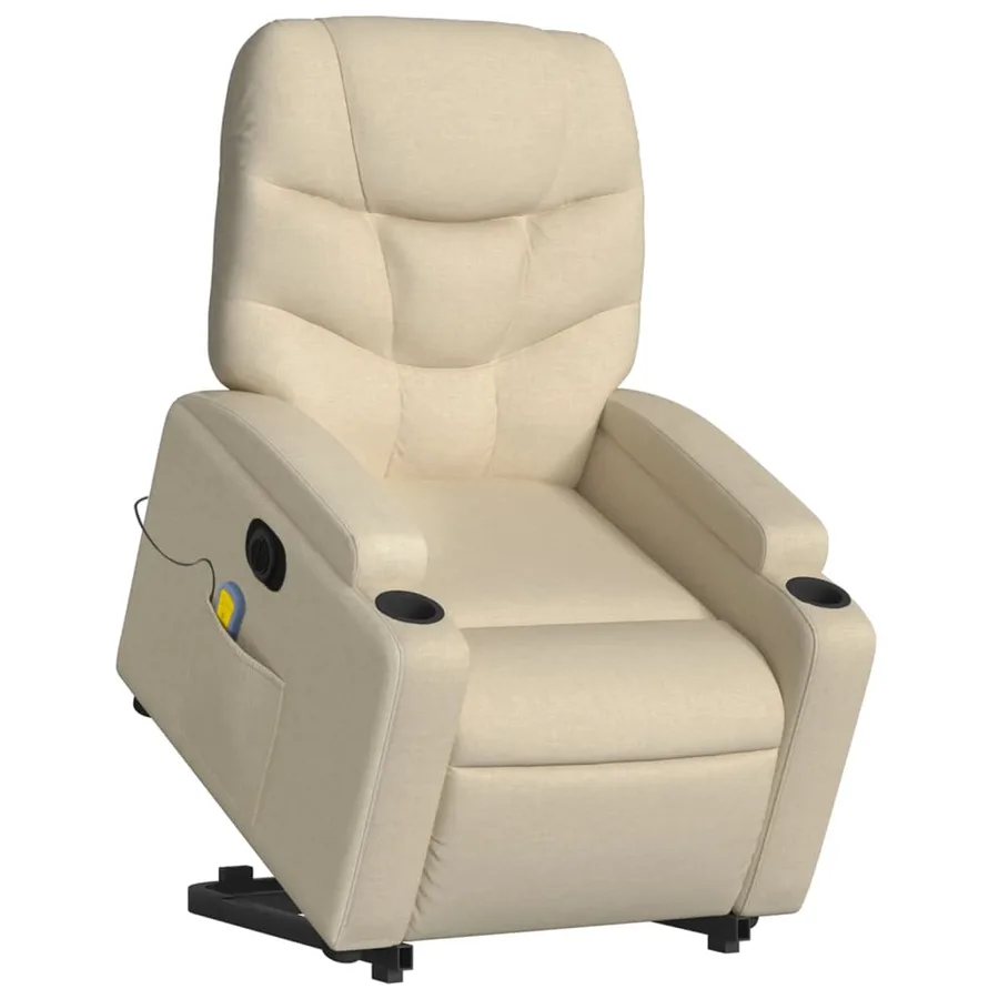 Fauteuil inclinable de massage électrique Crème Tissu - 3