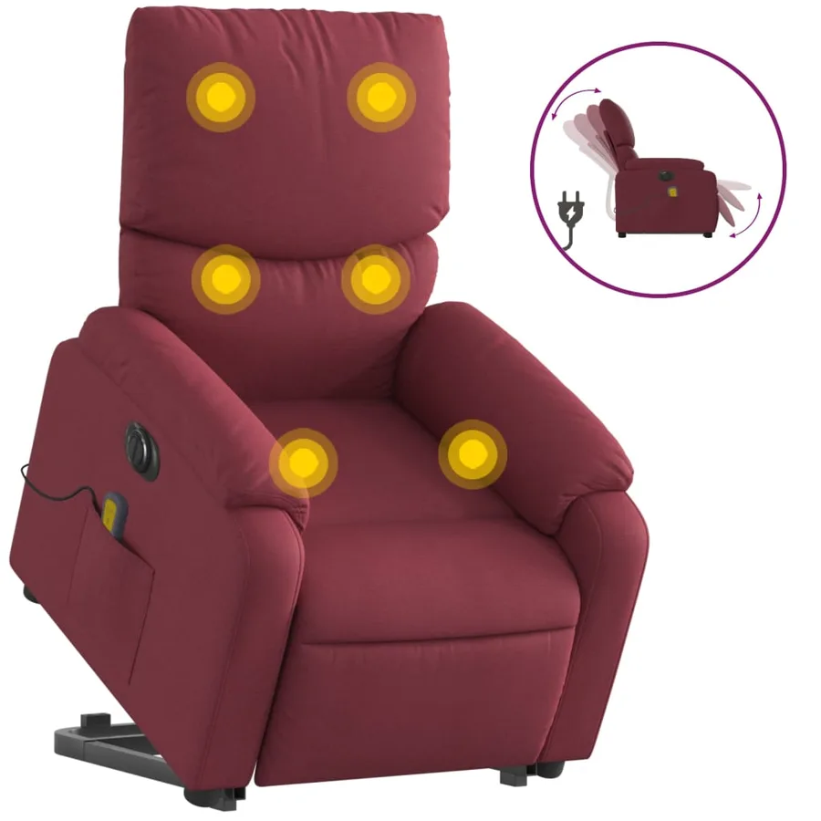 Fauteuil inclinable de massage électrique Rouge bordeaux Tissu - 2