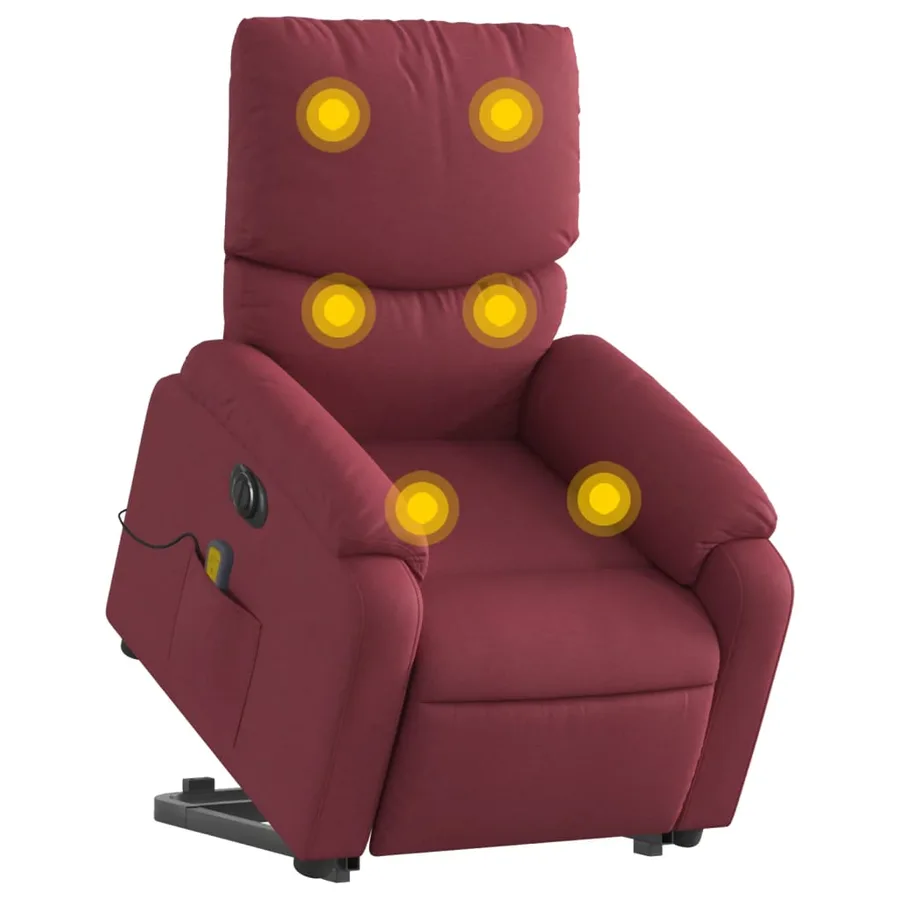 Fauteuil inclinable de massage électrique Rouge bordeaux Tissu - 3