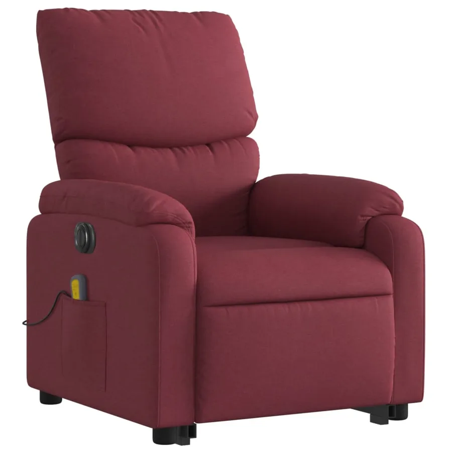 Fauteuil inclinable de massage électrique Rouge bordeaux Tissu - 4