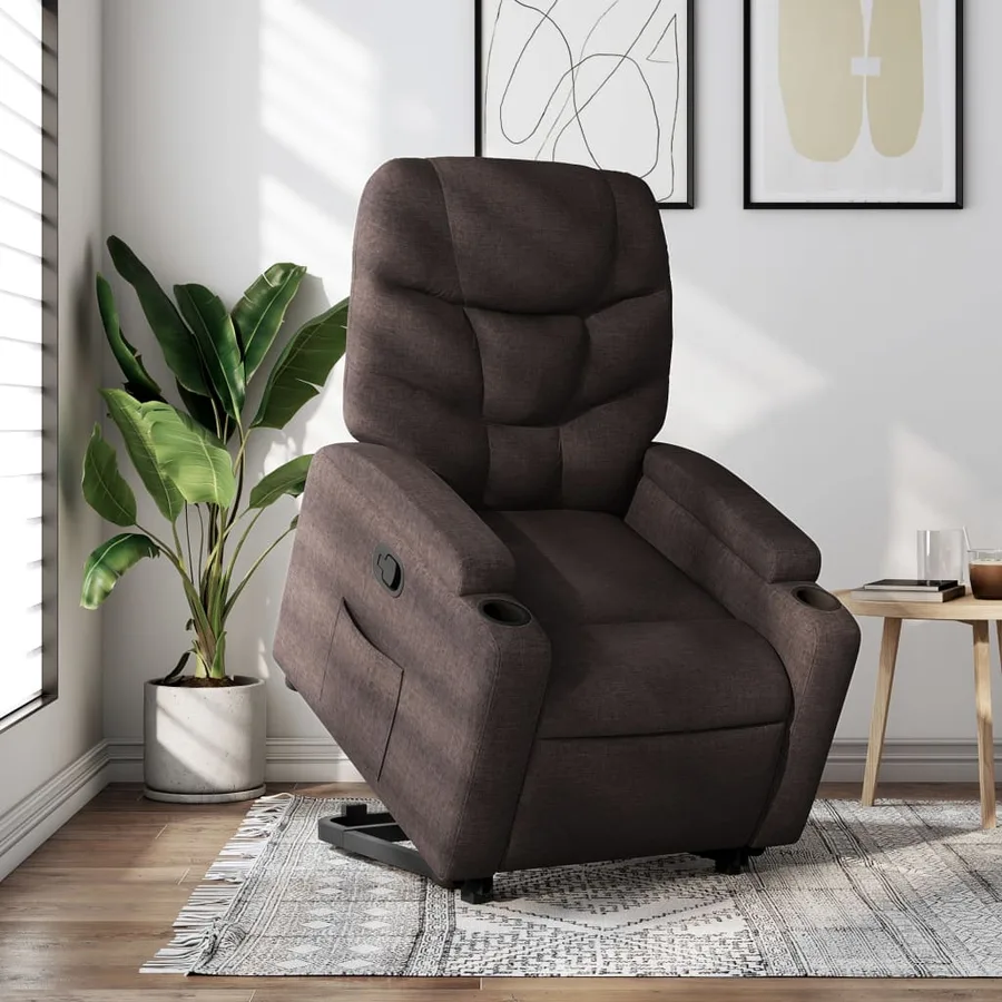 Fauteuil inclinable marron foncé tissu - 16