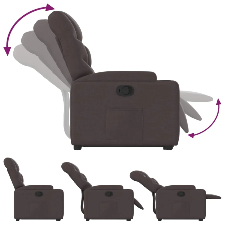 Fauteuil inclinable marron foncé tissu - 7