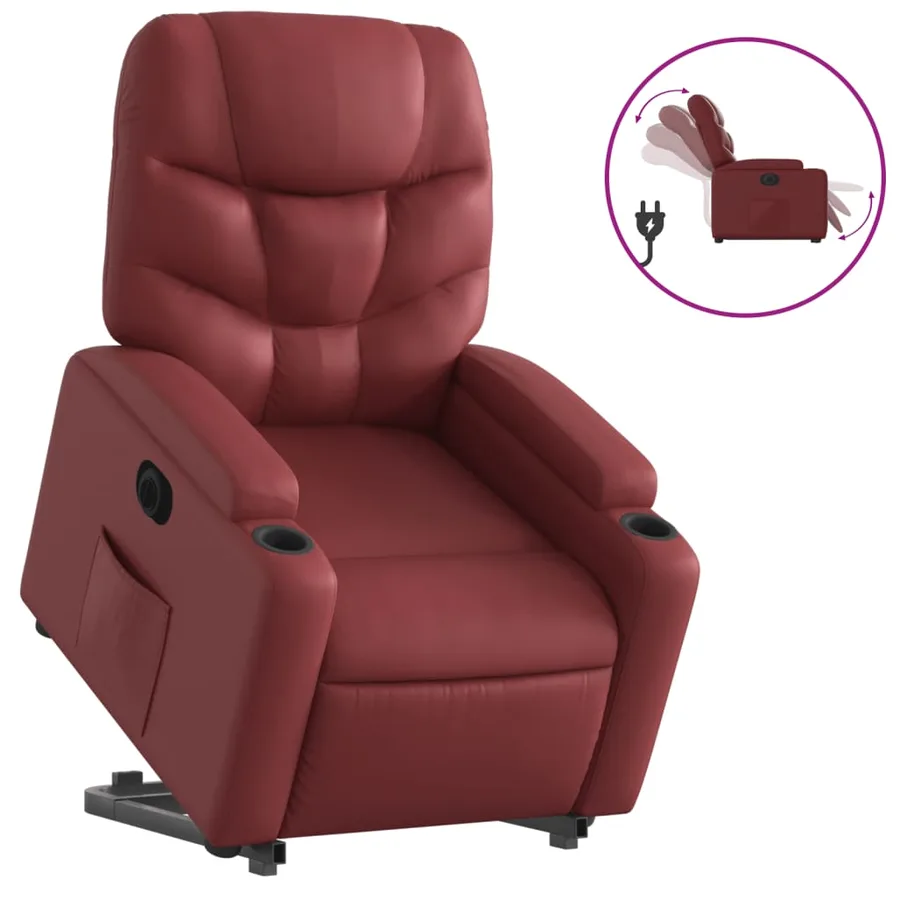 Fauteuil inclinable électrique rouge bordeaux similicuir - 2