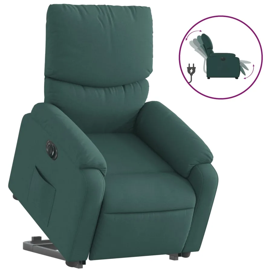 Fauteuil inclinable électrique vert foncé tissu - 2