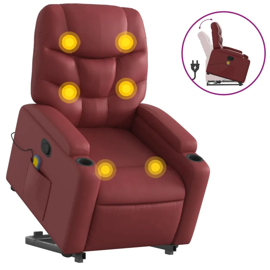 Fauteuil inclinable de massage Rouge bordeaux Similicuir - 2