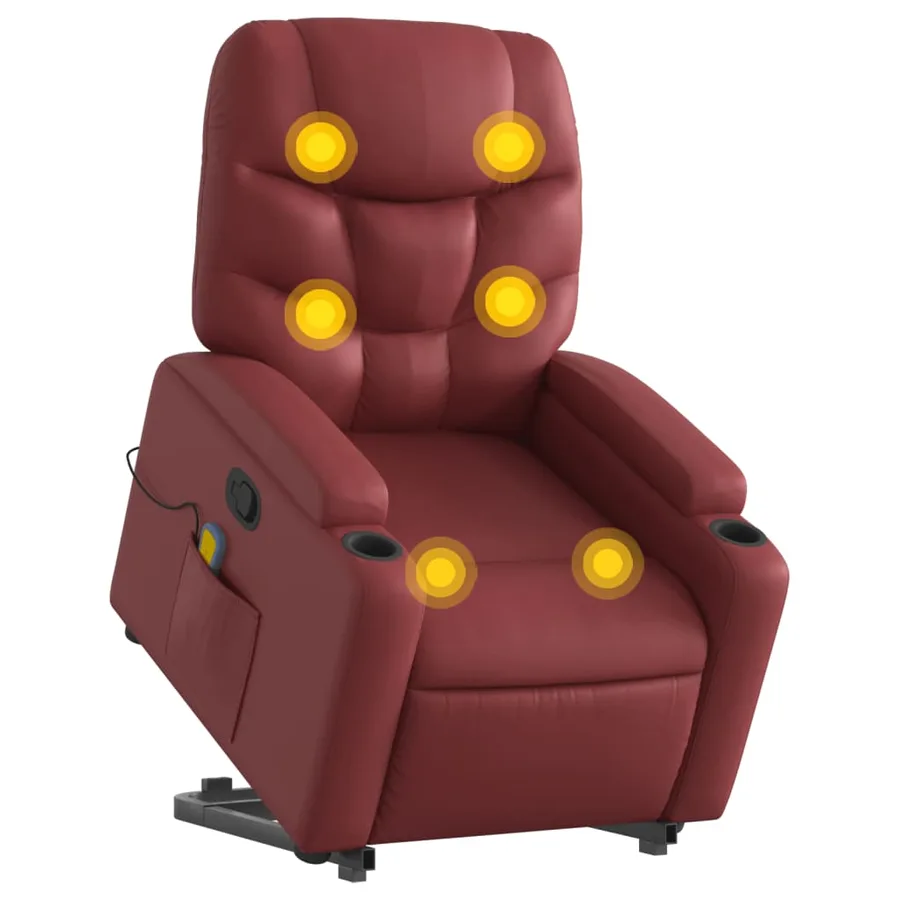 Fauteuil inclinable de massage Rouge bordeaux Similicuir - 3