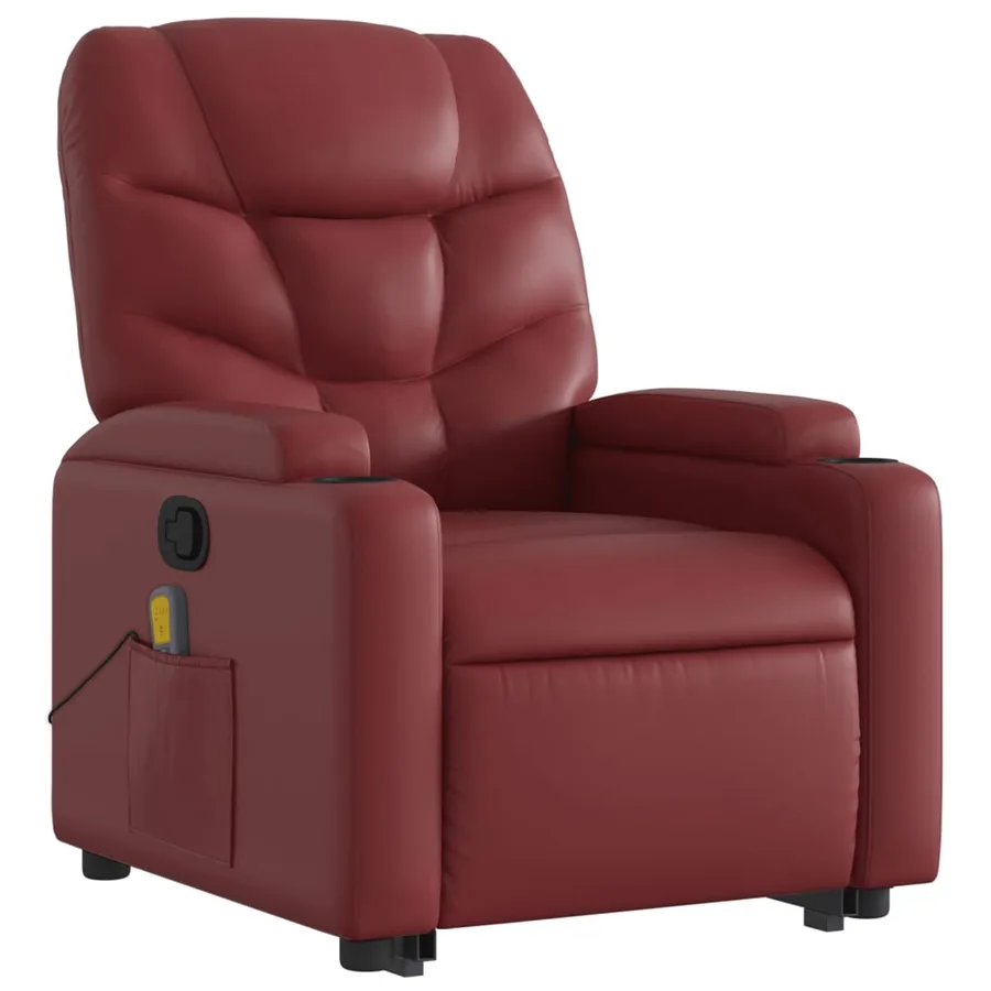 Fauteuil inclinable de massage Rouge bordeaux Similicuir - 4