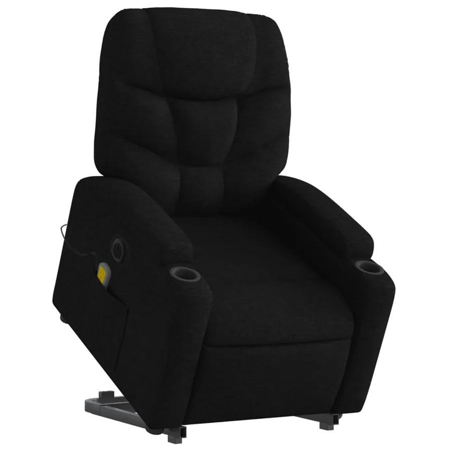 Fauteuil inclinable de massage électrique Noir Tissu - 3