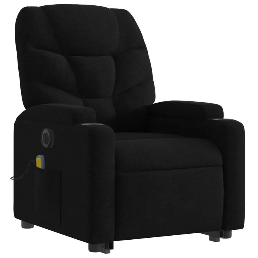 Fauteuil inclinable de massage électrique Noir Tissu - 4