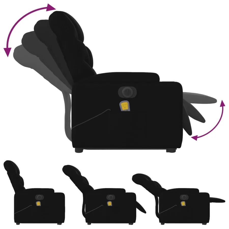 Fauteuil inclinable de massage électrique Noir Tissu - 7