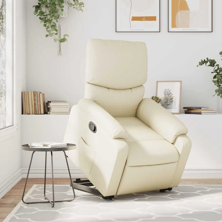 Fauteuil inclinable de massage Crème Similicuir - 16