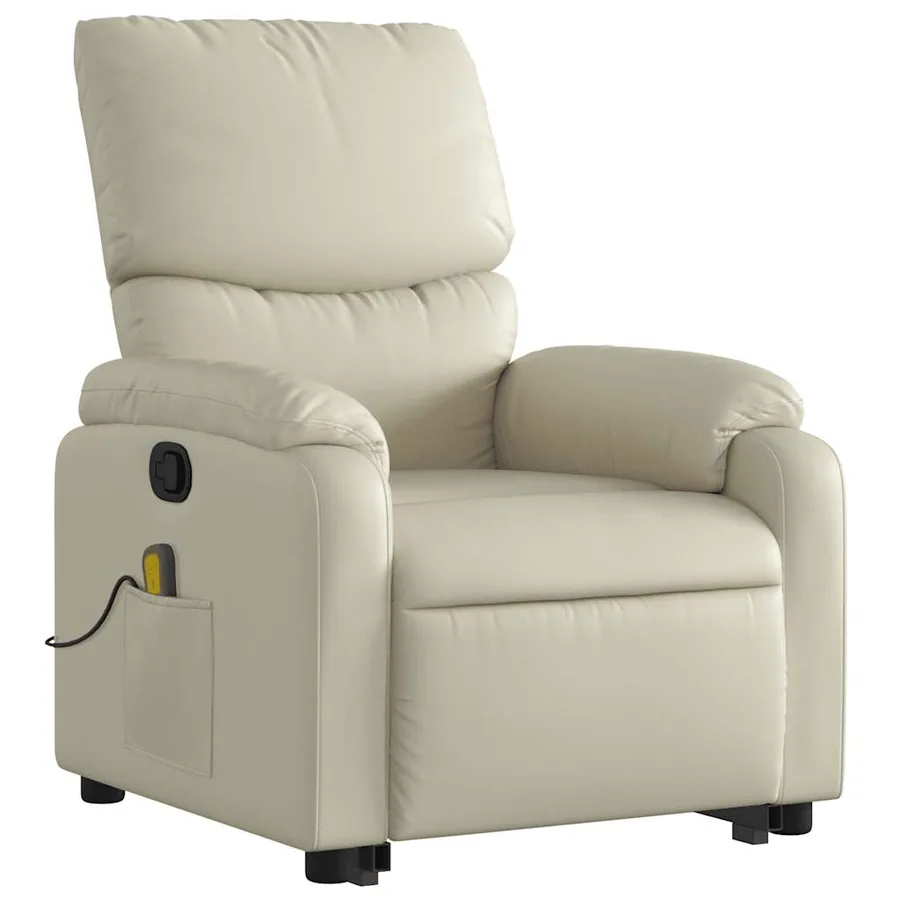 Fauteuil inclinable de massage Crème Similicuir - 4