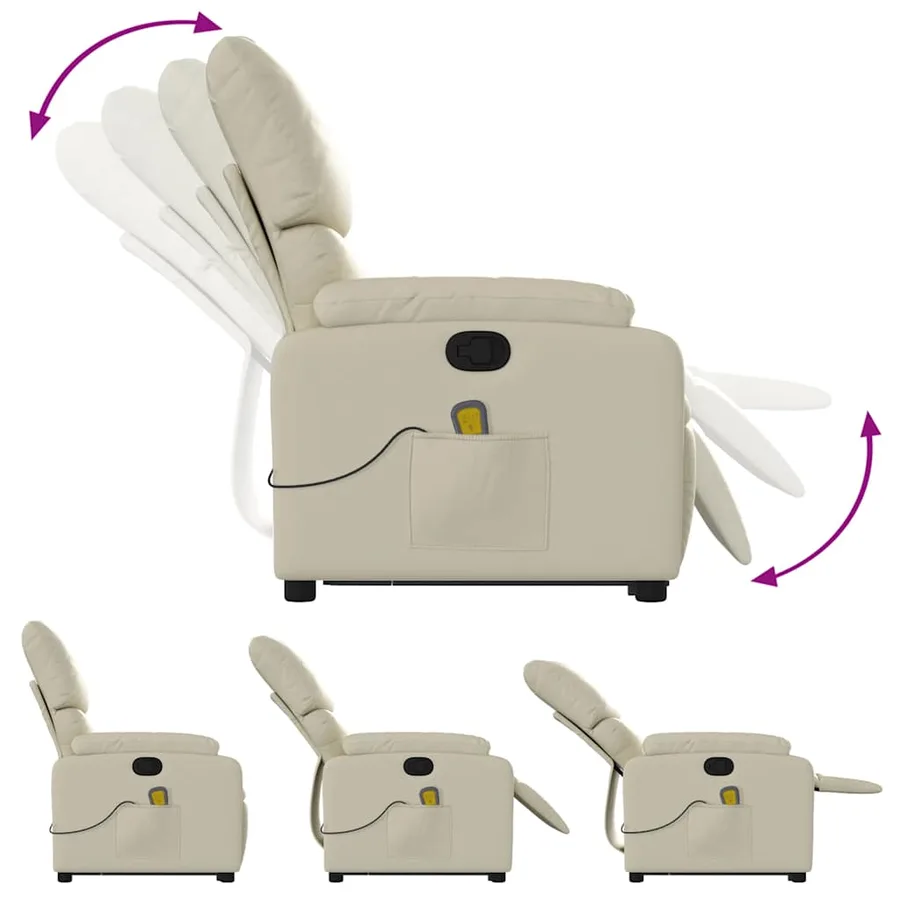 Fauteuil inclinable de massage Crème Similicuir - 7