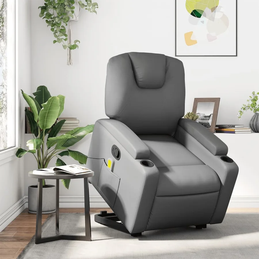 Fauteuil inclinable de massage Gris Similicuir - 15